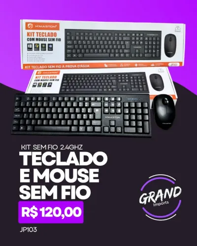 Kit Teclado e Mouse sem fio 