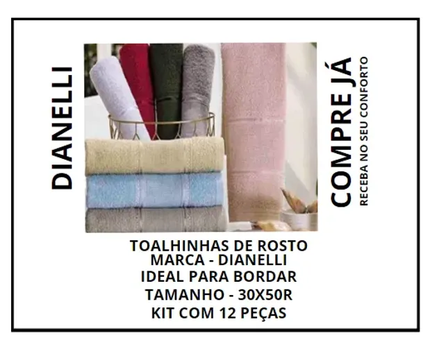 TOALHINHA PARA BORDAR - MARCA DIANELLI - 12 UNIDADES