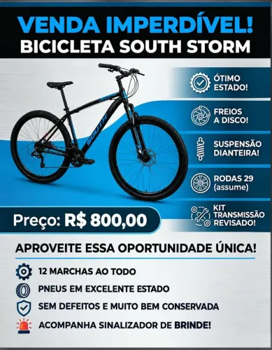 Bicicleta souto legend- freio, disco e suspensão.