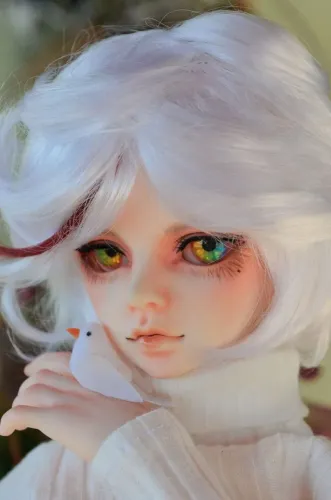 Peruca branca BJD 1/4
