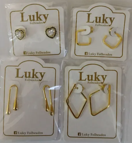 Luky Folheados Brinco Semijoia
