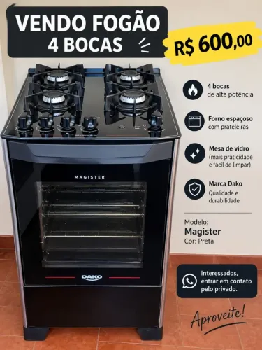 Fogão 4 bocas Dako