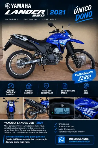 Yamaha Lander 250 2021 - 7.000 km - Único Dono