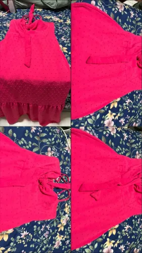 Vestido Midi Rosa Pink / Chiclete com Poá em Relevo (Swiss Dot)
