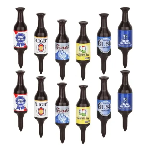12 x embalagens de tees de golfe em garrafas de cerveja, tees de golfe