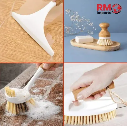 Kit Limpeza Banheiro e Cozinha 4 em 1 com Bambu