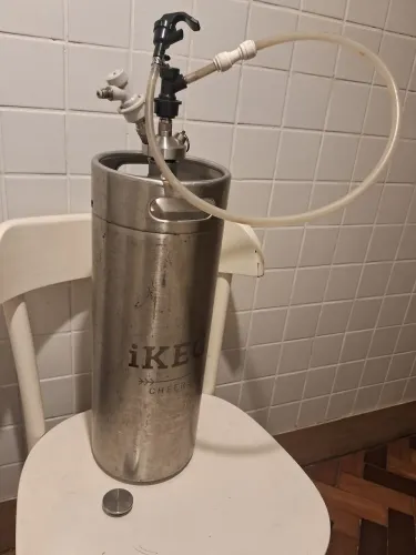 Barril Chopp Ikeg Inox 10L conector e valvula Ball lock, bica pic nick e mini manômetro 