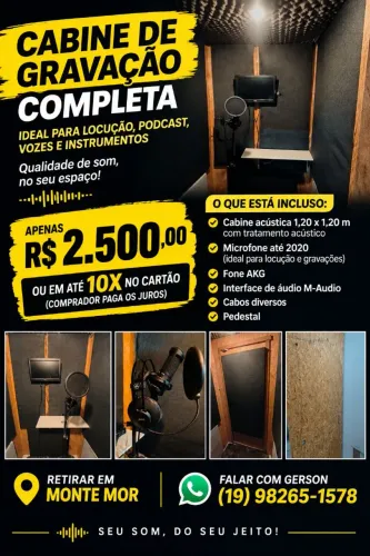Cabine home Studio para gravação de áudio