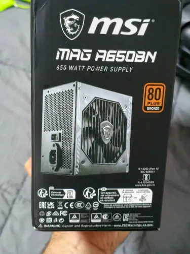 Fonte MSI MAG AB650BN, 650W, 80 PLUS BRONZE, PFC ATIVO