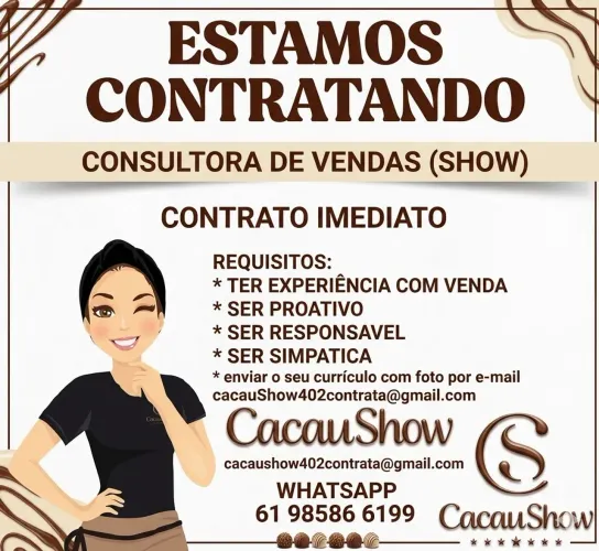 Cacau show Asa norte contrata