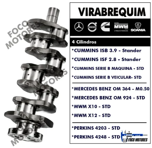 VIRABREQUIM CUMMINS | SCANIA | MERCEDES | MWM | CAT | PERKINS | NOVOS E RETIFICADOS 