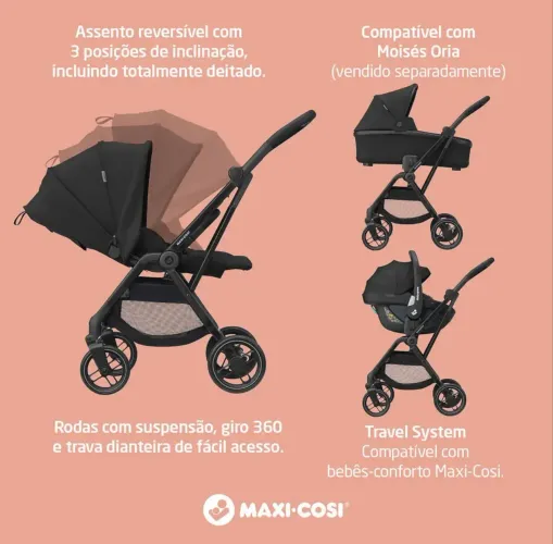 Carrinho Leona 2 da Maxi Cosi cor Essential black