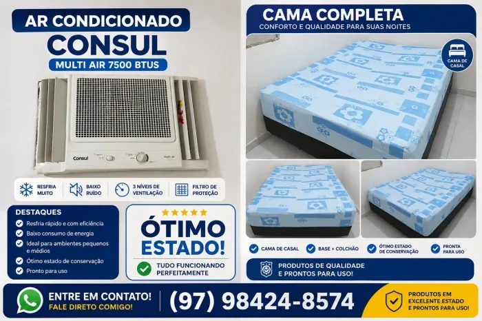 VENDE-SE AR CONDICIONADO + CAMA DE CASAL