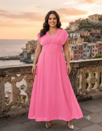 Vestido GG festa tom rosa chiclete usado 1x