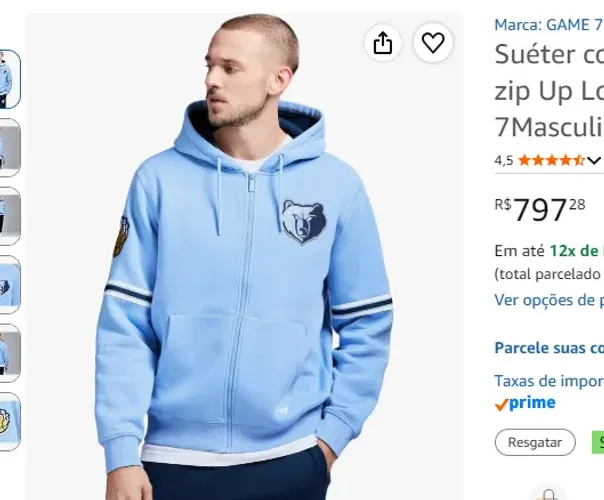BLUSA MOLETOM NBA TAM XG