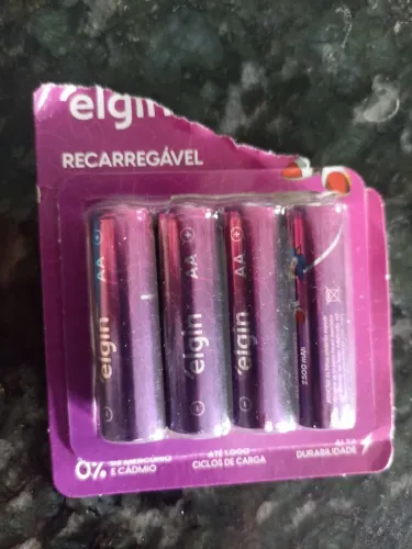 Pilhas recarregáveis Elgin aa 4 unidades