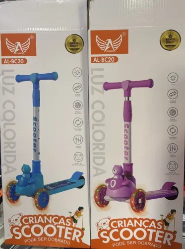 Patinete C/som Infantil 3 Rodas Dobravel Led Ate 70k Scooter