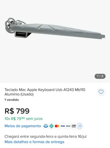 Teclado Mac Apple Keyboard Usb A1243 Mb110<br><br>Alumínio