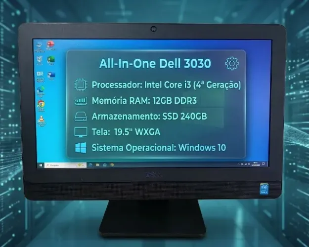 All in One Dell Optiplex 3030 Core i3 4a Ger. 12GB Ram SSD 240GB Tela 19.5" W10