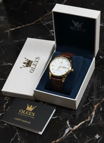 Relógio de Luxo com Pulseira de Couro