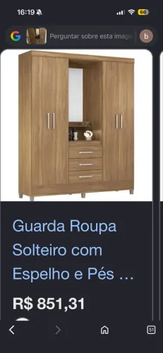VENDE-SE GUARDA-ROUPA DE SOLTEIRO