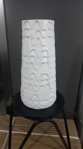 Vaso decorativo branco 40 cm - moderno com relevo