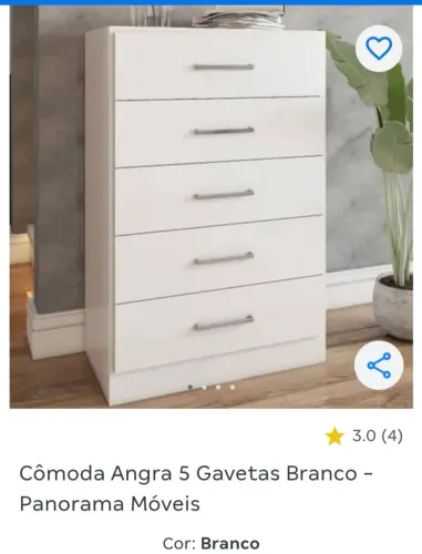 Cômoda branca 5 gavetas