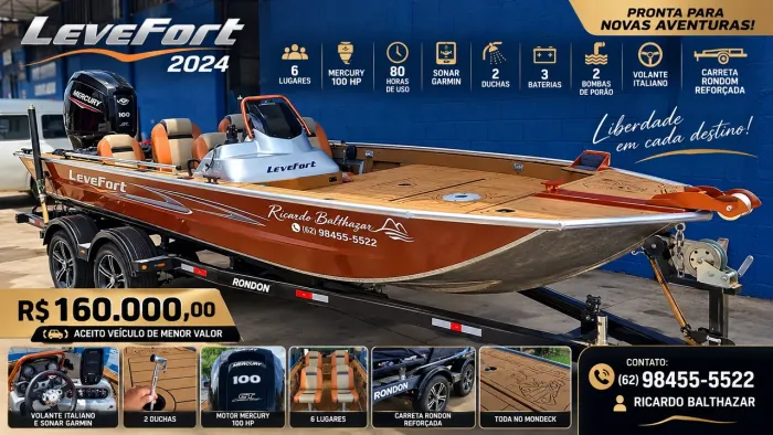 LANCHA LEVEFORT 2024 + MERCURY 100 HP | 100 HORAS | COMPLETA!