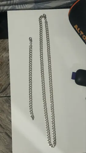 Corrente mais pulseira de prata 8mm