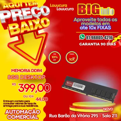 Memoria 8GB DDR4 2100/2400/3200 - Computador - Garantia