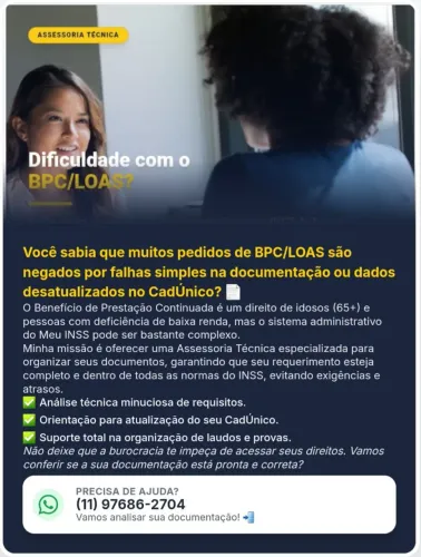 ?Assessoria Especializada INSS: Benefício BPC / LOAS
