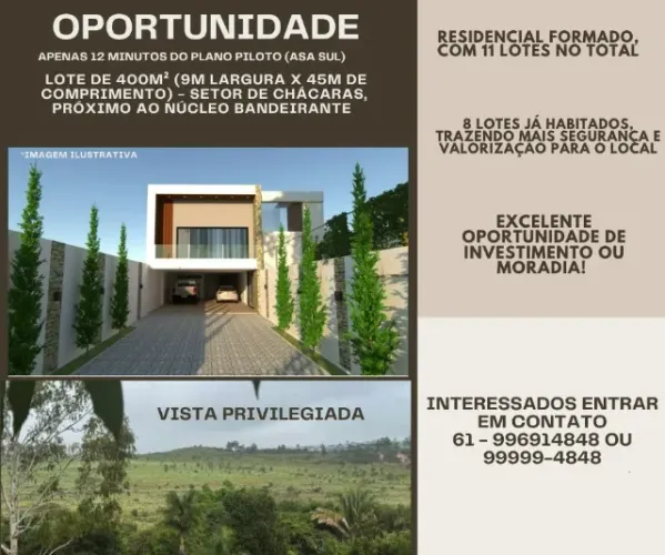 OPORTUNIDADE - LOTE 400M - 12 MINUTOS DO PLANO PILOTO