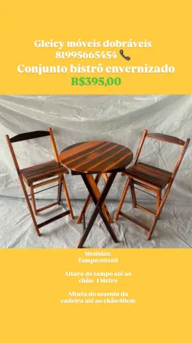 Conjunto bistrô envernizado