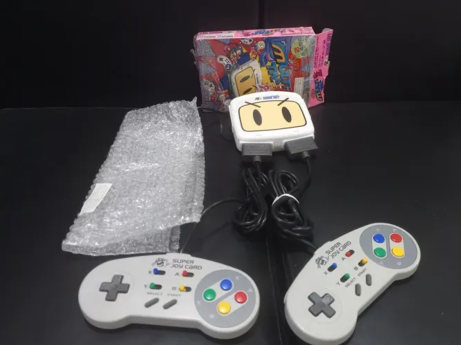 Adaptador controles p/ Super Nintendo SNES na caixa, Multi tap com 2 controles