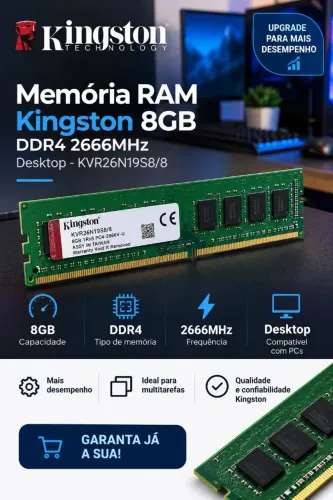 Memória RAM Kingston 8GB DDR4 2666MHz Desktop