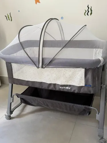 Vendo Berço Portátil Moises Co-bed Com Balanço Mosquiteiro e Cesto Cinza - Kababy