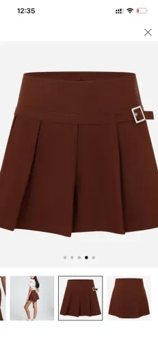 saia short plissada marrom pp