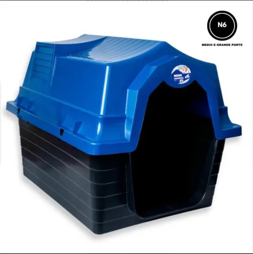 Casinha de cachorro grande - telhado azul