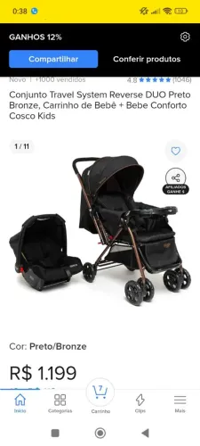 Kit carrinho de bebê e bebê conforto 