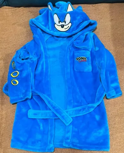Roupão Infantil Sonic Peluciado Azul 6