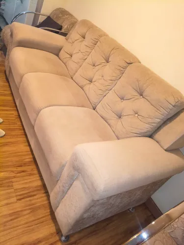 Conjunto sofá excelente estado bege .