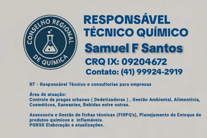 Responsável Técnico RT - CRQ ativo