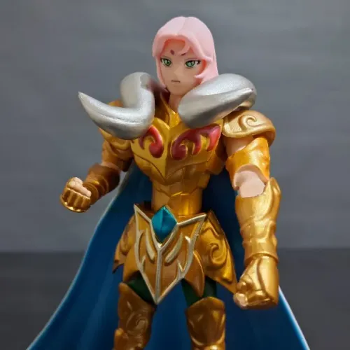 Action Figure Estatueta Mu de Áries Cavaleiro de Ouro 18cm PVC Com Base