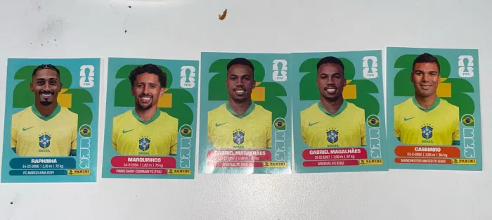 5 figurinhas jogadores BRASIL COPA 2026