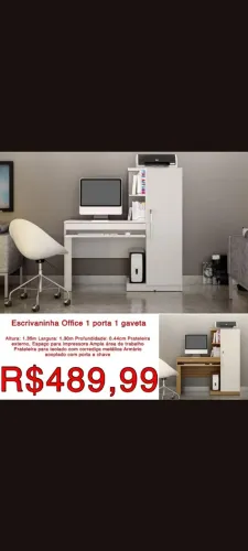 Escrivaninha Office 1 Porta e 1 Gaveta