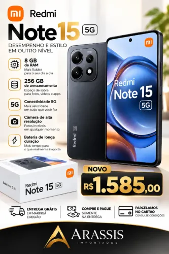 Redmi Note 15 5G 8 Ram 256 Gb armazenamento - Novo