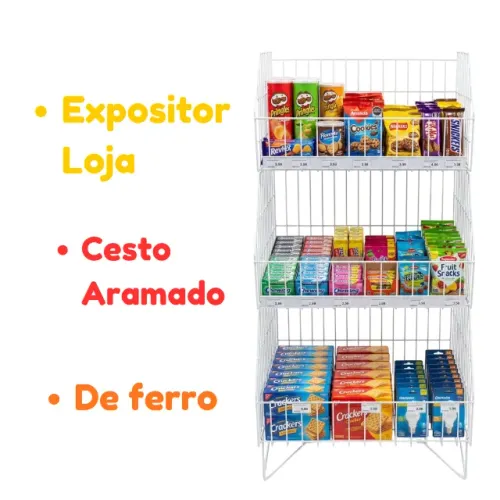 Cesto Expositor Triplo Empilhavel Aramado Expositor Loja