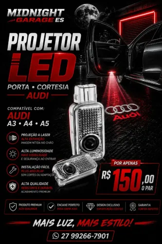 Projetor LED Porta Cortesia Audi A3 A4 A5 - Logo Audi Laser