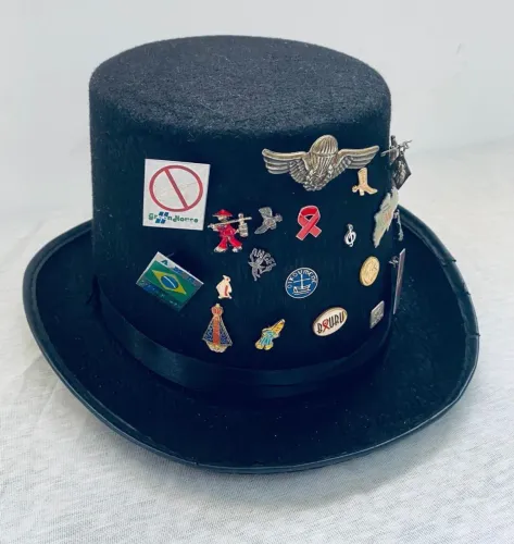 Chapéu Cartola Preta Em Feltro Decorada Estilo Steampunk / Customizada
