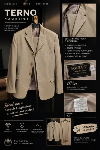Terno Masculino Social Bege - Elegante e Clássico